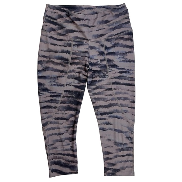 Varley Pants - Varley Capri Leggings Womens M Purple Print High Rise Stretch Workout Activewear